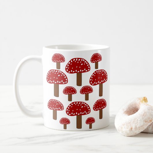 Red Toadstool Forest padroom Koffiemok (Met donut)