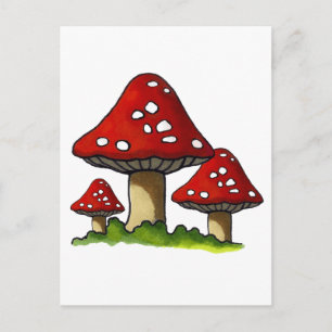 Red Toadtstools, paddenstoel: Freehand Art Briefkaart