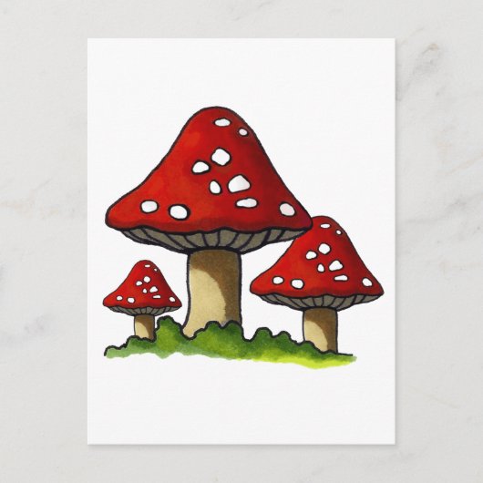 Red Toadtstools, paddenstoel: Freehand Art Briefkaart (Voorkant)