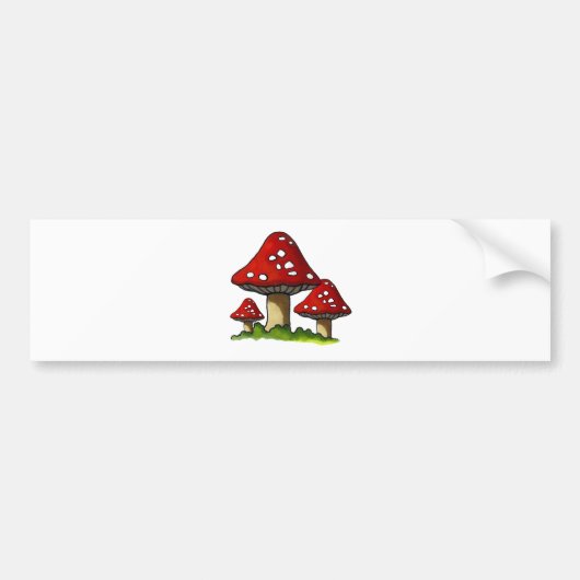 Red Toadtstools, paddenstoel: Freehand Art Bumpersticker (Voorkant)
