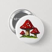 Red Toadtstools, paddenstoel: Freehand Art Ronde Button 5,7 Cm (Voorkant /achterkant)