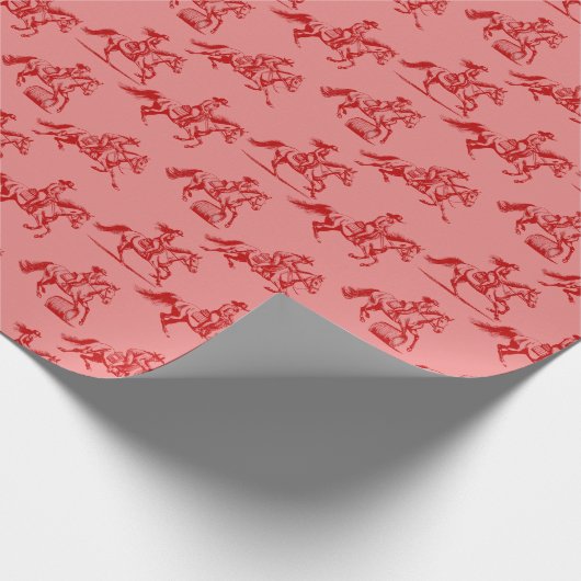 Red Toile Barrel Racing Cadeaupapier (Hoek)