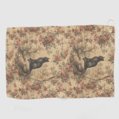 Red Toile Chinoiserie Cat Damask Golfhanddoek (Horizontaal)