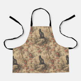 Red Toile Chinoiserie Cat Damask Schort