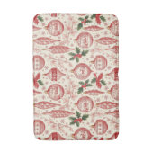 Red Toile Chinoiserie Christmas Ornaments Badmat (Voorkant Verticaal)