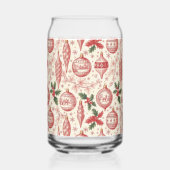 Red Toile Chinoiserie Christmas Ornaments Blikvorm Glas (Voorkant)