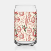 Red Toile Chinoiserie Christmas Ornaments Blikvorm Glas (Achterkant)