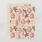 Red Toile Chinoiserie Christmas Ornaments Briefkaart (Voorkant / Achterkant)