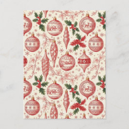 Red Toile Chinoiserie Christmas Ornaments Briefkaart