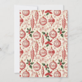 Red Toile Chinoiserie Christmas Ornaments Feestdagenkaart