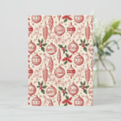 Red Toile Chinoiserie Christmas Ornaments Feestdagenkaart (Staand voorkant)