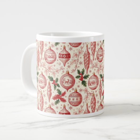 Red Toile Chinoiserie Christmas Ornaments Grote Koffiekop (Links)