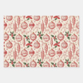 Red Toile Chinoiserie Christmas Ornaments Inpakpapier Vel (Voorkant 3)
