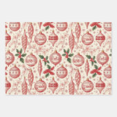 Red Toile Chinoiserie Christmas Ornaments Inpakpapier Vel (Voorkant 2)