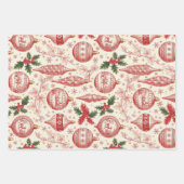 Red Toile Chinoiserie Christmas Ornaments Inpakpapier Vel (Voorkant)