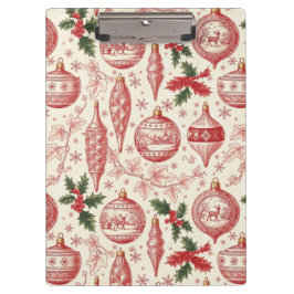 Red Toile Chinoiserie Christmas Ornaments Klembord