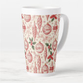Red Toile Chinoiserie Christmas Ornaments Latte Mok (Rechterhoek)