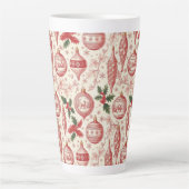Red Toile Chinoiserie Christmas Ornaments Latte Mok (Voorkant)