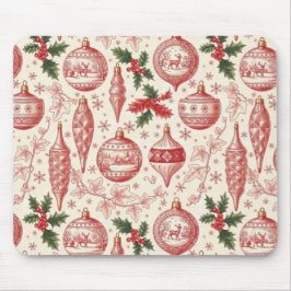 Red Toile Chinoiserie Christmas Ornaments Muismat