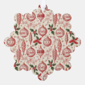 Red Toile Chinoiserie Christmas Ornaments Ornament Kaart (Achterkant)