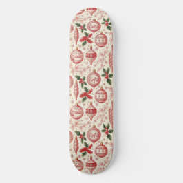 Red Toile Chinoiserie Christmas Ornaments Persoonlijk Skateboard