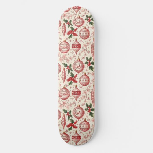 Red Toile Chinoiserie Christmas Ornaments Persoonlijk Skateboard (Voorkant)