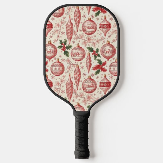 Red Toile Chinoiserie Christmas Ornaments Pickleball Paddle (Voorkant)