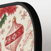 Red Toile Chinoiserie Christmas Ornaments Pickleball Paddle (Links Detail)