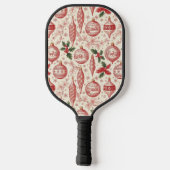Red Toile Chinoiserie Christmas Ornaments Pickleball Paddle (Achterkant)