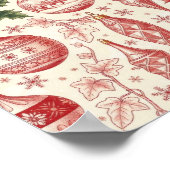 Red Toile Chinoiserie Christmas Ornaments Poster (Hoek)