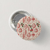 Red Toile Chinoiserie Christmas Ornaments Ronde Button 3,2 Cm (Voorkant /achterkant)