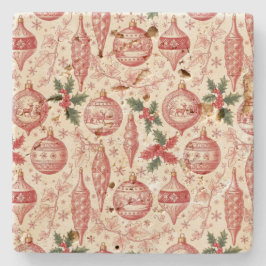 Red Toile Chinoiserie Christmas Ornaments Stenen Onderzetter