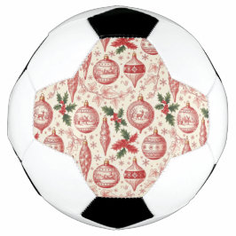 Red Toile Chinoiserie Christmas Ornaments Voetbal