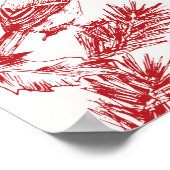  Red Toile Christmas Bird and Pine Poster (Hoek)