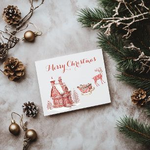 Red Toile Christmas Briefkaart