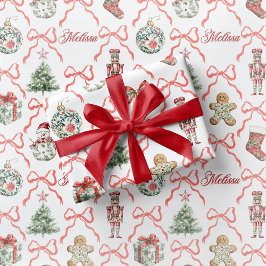 Red Toile Christmas Wrapping Paper Red Bow Cadeaupapier