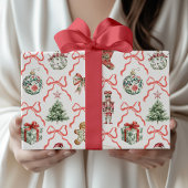 Red Toile Christmas Wrapping Paper Red Bow Cadeaupapier