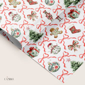 Red Toile Christmas Wrapping Paper Red Bow Cadeaupapier