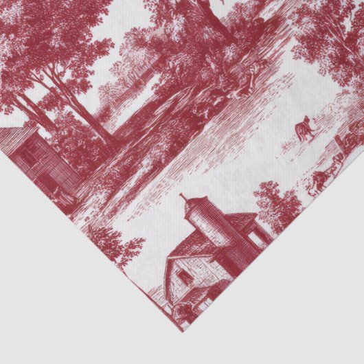 Red Toile Countryside Scene (6) Tissuepapier (Detail)