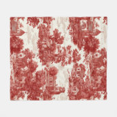 Red Toile Countryside Scene (8) Fleece Deken (Voorkant (Horizontaal))