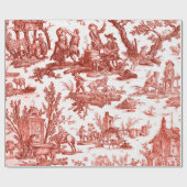 Red Toile de Jouy Cadeaupapier (Vlak)