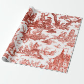 Red Toile de Jouy Cadeaupapier (Uitgerold)