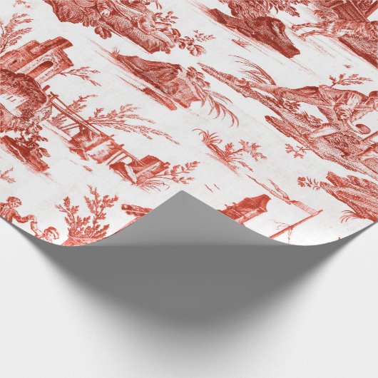 Red Toile de Jouy Cadeaupapier (Hoek)
