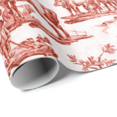 Red Toile de Jouy Cadeaupapier (Rol Hoek)