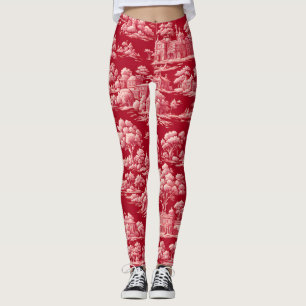 Red Toile de Jouy Leggings