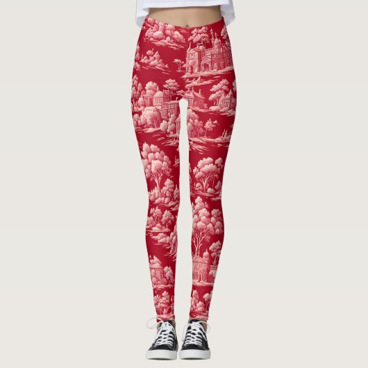 Red Toile de Jouy Leggings (Voorkant)