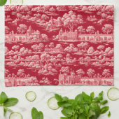 Red Toile-de-Jouy Theedoek (Gevouwen)