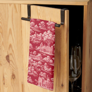 Red Toile-de-Jouy Theedoek