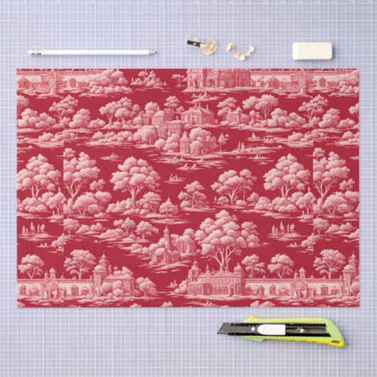 Red Toile de Jouy Tissuepapier (Craft)