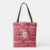 Red Toile de Jouy Tote Bag (Achterkant)